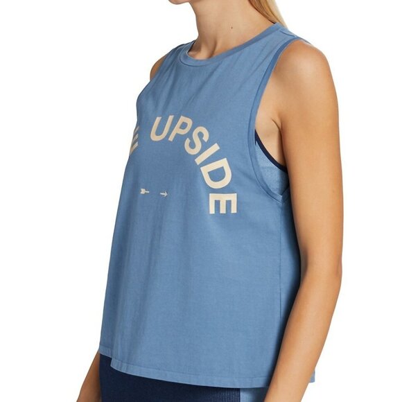 THE Upside Sarah Printed Logo Tank Top Blue - Picture 3 of 9